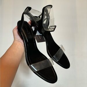 NWT Massimo Dutti black low heel sandal